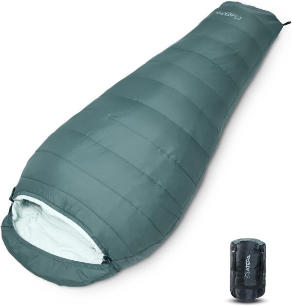 ATEPA Ultralight Sleeping Bag, Warm Weather Compact Packable Synthetic Waterproof Sleeping Bags for Adults with Stuff Sack for Backpacking, Hiking, Camping