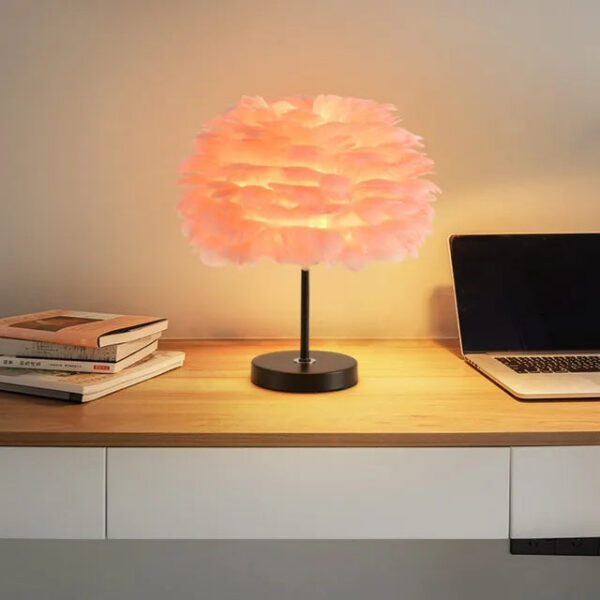 a733582e8dd43a97 LED Nordic Style Romantic Bedside Lamp Wedding Goose Feather Table Light Living Room Bedroom Hotel Decoration