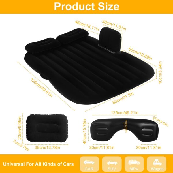 a733c309341d68e6 Car Air Mattress Portable Car Bed Back Seat Camping Bed Inflatable Dog Bed for Car Universal SUV Camping Mattress with Car Air Pump 2 Pillows (Black)