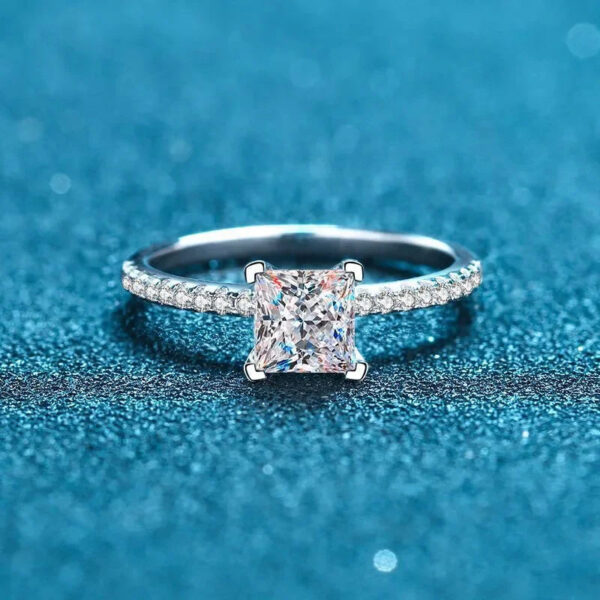 a73b0aee8be4d9b4 NeeTim 1ct 2ct Princess Moissanite Engagement Ring for Women D VVS1 Dia Proposal Bridal Rings Sterg Sier Wedding Band