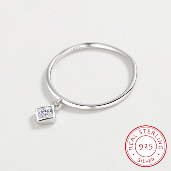 a744505780904ab1 NEW Simple Geometric Rhombus Couple Ring For Women Small Diamond Crystal Genuine Sterling Sier Anniversary Gift Jewelry