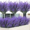 a750c7e7c0a583c4 Ouddy Decor 24 Bundles Artificial Lavender Flowers Fake Plastic Purple Flowers Outside UV Resistant for Home Wedding Kitchen Garden Patio Window Box Centerpieces Indoor Outdoor Decor (Gray Purple)