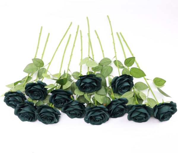 Artificial Rose Flower Dusty Rose Flower Silk Flowers 12 pcs with Long Stem Silk Roses Bouquet for Wedding Bridal Shower Party Home Decoration