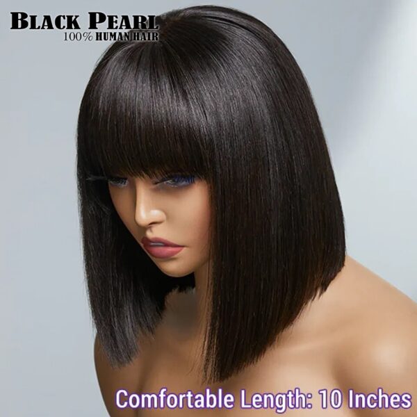 Short With Bangs Straight Wigs Brazilian Human Hair Remy Full hine Made for Women Glueless Bob Wig