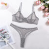 Sexy Polka Dot Half Cup See Through Sheer Push Up Bra And Thong Underwear Sets Ultra Thin Transparent Basic Erotic Lingerie Set