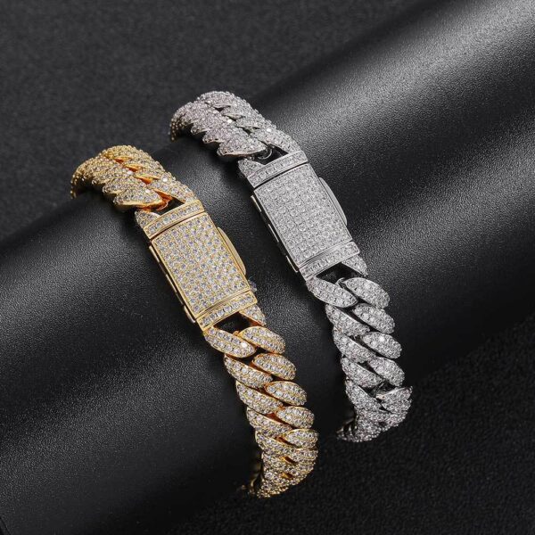 HOYON 10mm Lab Moissanite Diamond Cuban Chain Men's S Sier Plated Necklace Zircon Bracelet Hip Hop Rock Neck Collar Jewelry