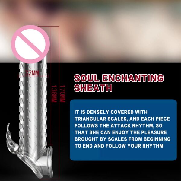 Reusable 3D Condoms Dick Extender Penis Enlarger Cock Sleeves with Dotted Ribbed Foreskin Ring Glans Sex Shop for Men Sex Toys