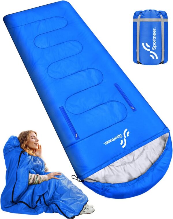 a7c29bede48ebb08 Sleeping Bag for Adults 220×85cm, 3-4 Season Warm & Cool Weather Sleeping Bag with Zippered Holes for Adults & Kids Camping,Traveling, Music Festival and Outdoors,1.9KG