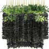U'Artlines 12 Pack (Total 43.2 Feet) Artificial Fake Wisteria Vine Rattan Hanging Garland Silk Flowers String Home Party Wedding Decor (12, Pink)