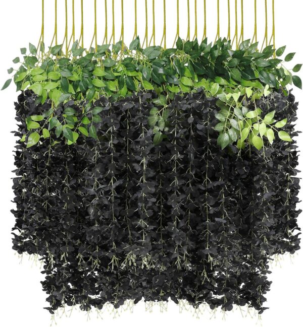 U'Artlines 12 Pack (Total 43.2 Feet) Artificial Fake Wisteria Vine Rattan Hanging Garland Silk Flowers String Home Party Wedding Decor (12, Pink)