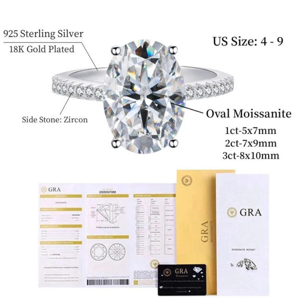 a7e68a231f25d984 NKHOG 1ct 2ct 3ct Oval Moissanite Ring Women Sterling Sier D Color VVS Pass Diamond Test Wedding Band No Fade Rings GRA