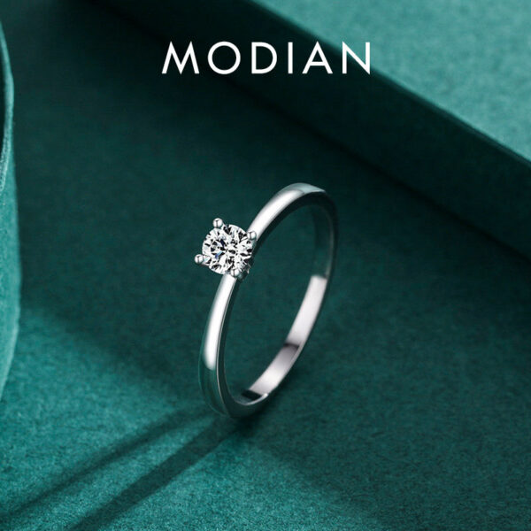 Modian Sterling Sier 10 Hearts Clear CZ Simulated Diamond Simple Wedding Bands Ring For Women Statement Engagement Jewelry