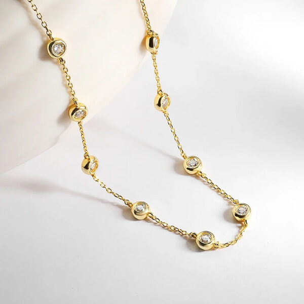 a80cc8e79c78e9ec 3mm D Color Full Moissanite Tennis Necklace with Certificate Sterling Sier Bezel Set Bubble Round Cut Diamond Neck Chain