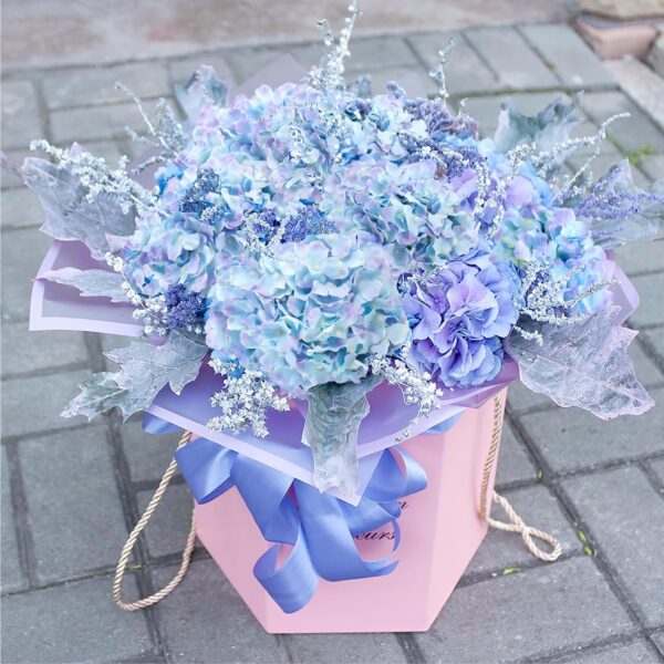 Auihiay 64pcs Silk Hydrangea Artificial Flowers, Artificial Hydrangea Flowers with Stems, Full Hydrangea Flowers for Wedding Centerpieces, Home, Garden, Party Decoration (Blue)