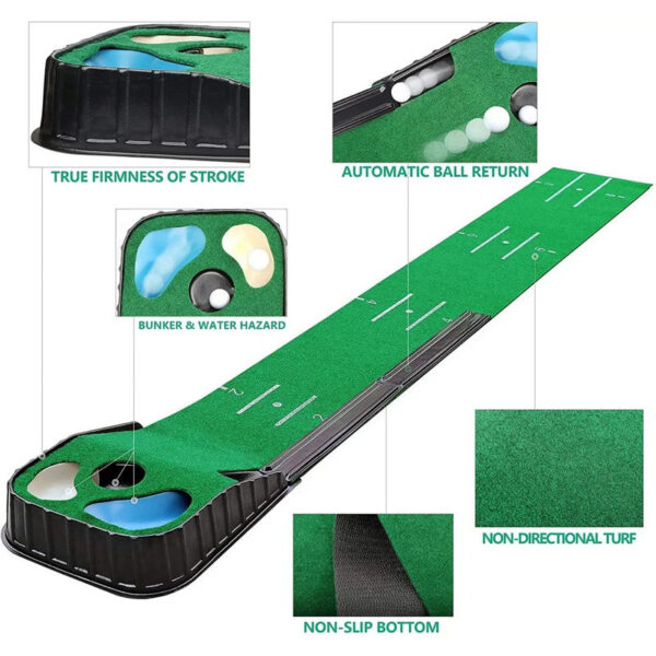 a82379ef90497eb0 PGM Golf Indoor Putting Mat Putter Trainer Green Carpet Practice Set Ball Return Mats PM005