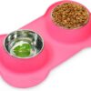 AsFrost Dog Food Bowls Stainless Steel Pet Bowls & Dog Water Bowls No Spill Non Skid, Feeding Bowls with Dog Bowls Silicone Mat for Small Medium Large Size Dogs, Cat Pet Dog Dishes Set, Black, 3 Cup