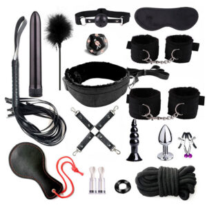 BDSM Bondage Set Erotic Bed Game Adults Handcuffs Vibrator Nipple Clamps Whip Spanking Slave Collars SM Kits Sex Toys For Couple