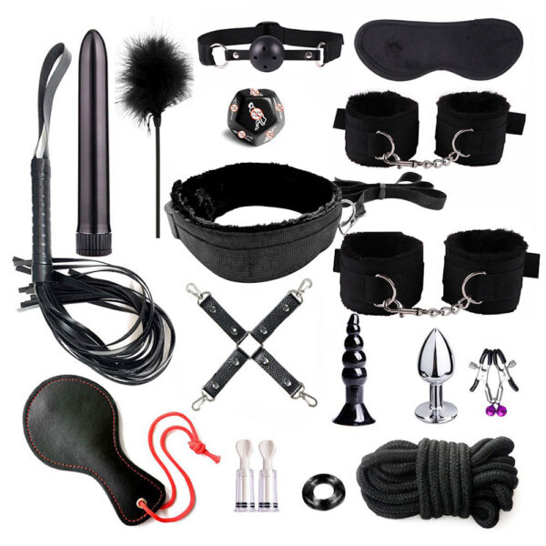 a893a87125cf9a57 BDSM Bondage Set Erotic Bed Game Adults Handcuffs Vibrator Nipple Clamps Whip Spanking Slave Collars SM Kits Sex Toys For Couple
