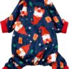 Gnome Dog Christmas Pajamas, Dog Winter Clothes for Small Dogs Girl, Lightweight Velvet Pet Jumpsuit, Cat Outfit, Black, Red, Small