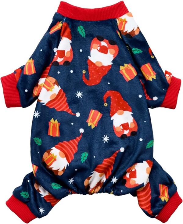 Gnome Dog Christmas Pajamas, Dog Winter Clothes for Small Dogs Girl, Lightweight Velvet Pet Jumpsuit, Cat Outfit, Black, Red, Small
