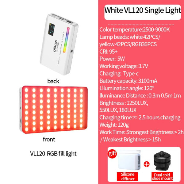 a8b78a14f2a13daa Ulanzi VL120 Full Color RGB Video Light 2500K-9000K LED Photography Lighting Dimmable Camera Light Live Videography Fill Lamp