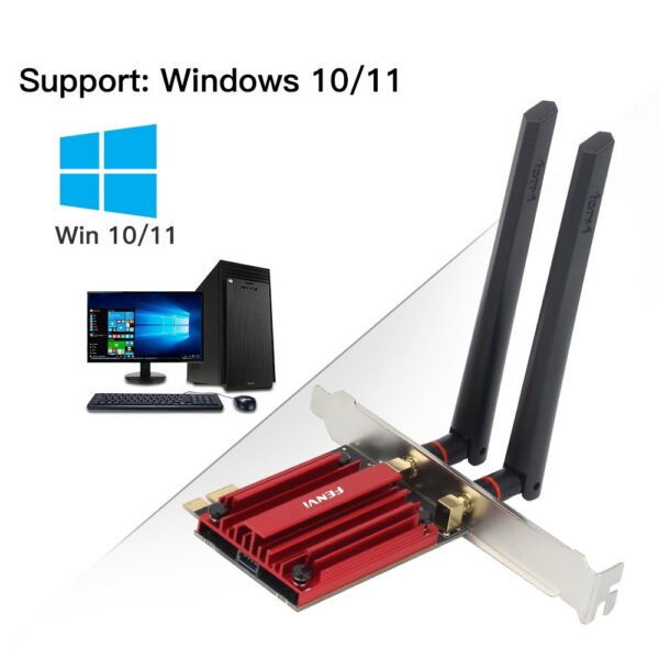 FENVI 6E AX210 5374Mbps Wireless PCIE Adapter Tri Band 2.4G/5G/6Ghz Compatible Bluetooth5.3 Network WiFi Card For Win 10/11