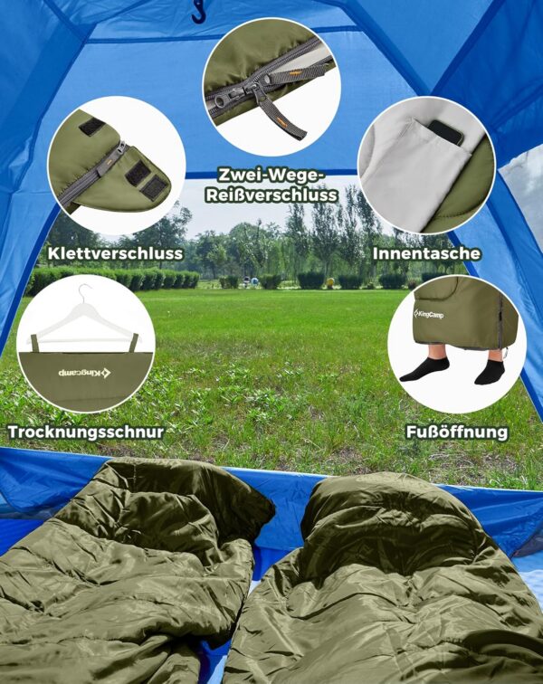 a8bb18a91d7c31e3 KingCamp Schlafsack Outdoor Warmer Deckenschlafsack für Erwachsene 3 Jahreszeiten leicht zu tragen wasserabweisend & warm für Kinder Erwachsene beim Camping & Outdoor Kleines Packmaß
