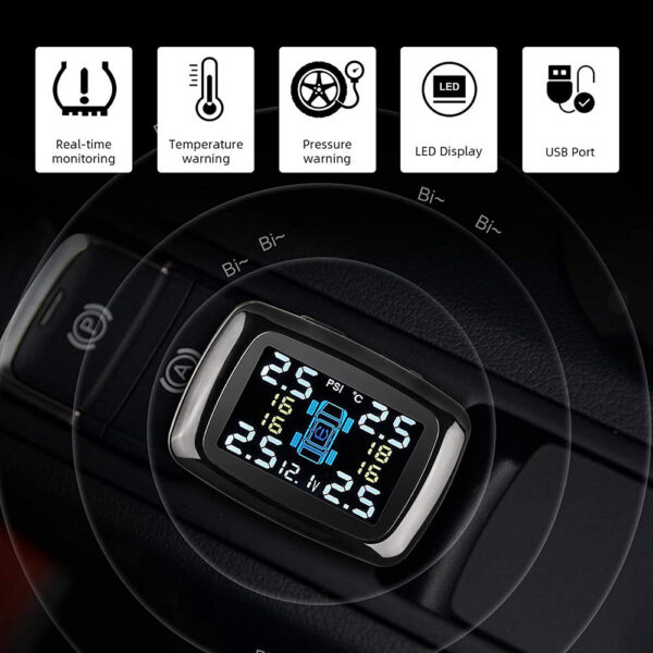 Digital Display Electronic Automobile Universal Tire Pressure Monitor Rotatable Cigarette Lighter Tpms System