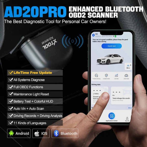 a8d42db8a4077425 XTOOL Advancer AD20Pro OBD2 Bluetooth Scanner Full System Car Diagnostic Tool obd2 Scanner Oil Reset & Battery Test Code Reader