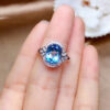 a8d77da9cb51a1a1 Real 14K White Gold Sapphire Ring for Women De Bizuteria Anillos Mujer Gemstone Natural Blue Topaz Wedding Rings