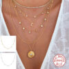 CANNER Three Diamond Clavicle Necklace For Women Sterling Sier Jewelry Charming Pendant Chain Choker Bijoux Collar