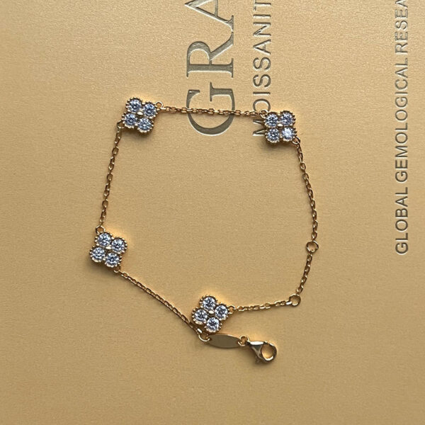 1.2ct Moissanite Clover Women Rose Gold Plated Iced Mosan Diamond Pendant Necklace Sterling Sier Pass Tester Gift
