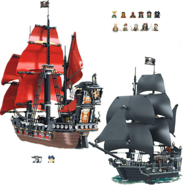 a8f5edd44c259e91 Pirates Of The Caribbean Ship Queen's Revenge Warship Black Pearl Sailboat Building Block Bricks MOC 4195 Assembly Toys Kid Gift