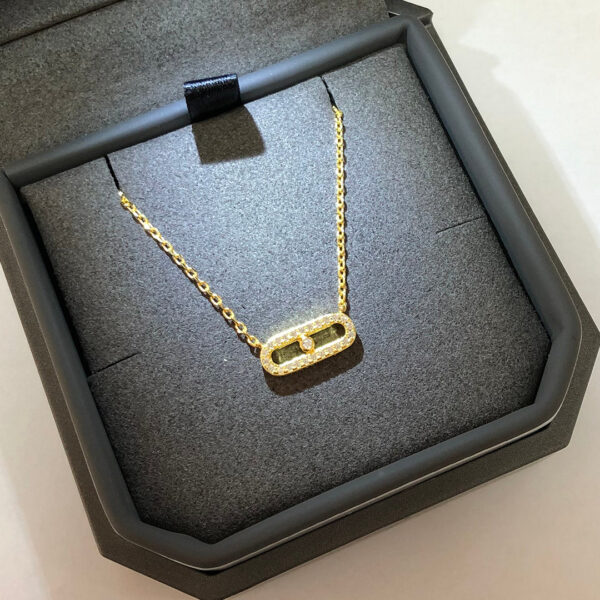 a902118299e2e803 S Sterling Sier Electroplated 14K Gold Mobile Three Diamond Women's Necklace