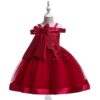 Off-shoulder Women's Gown Tank Bow Beaded Detailing Princess Dress For Girls