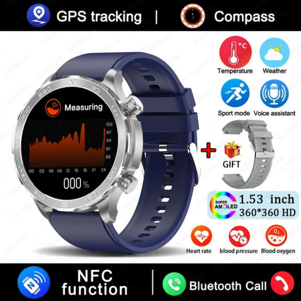 a91903a1d4d67660 New GPS Track Smart Watch Men AMOLED HD Screen Outdoor Sports Fitness Heart Rate NFC IP68 Waterproof Bluetooth Call Smart Watch