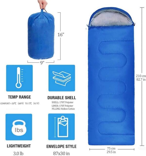 a91b7dd3959fcb63 Sleeping Bag, Lightweight 3 Season Weather Sleep Bags for Kids Adults Girls Women, Microfiber Filled 5-20 Degree for Backpacking/Hiking/Camping/Mountaineering with Compression Sack