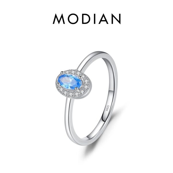 a92cdba6c88ccb01 MODIAN Real 925 Sterling Silver Classic Elegant Oval Rainbow Colorful Zirconia Ring For Women Wedding Engagement Fine Jewelry
