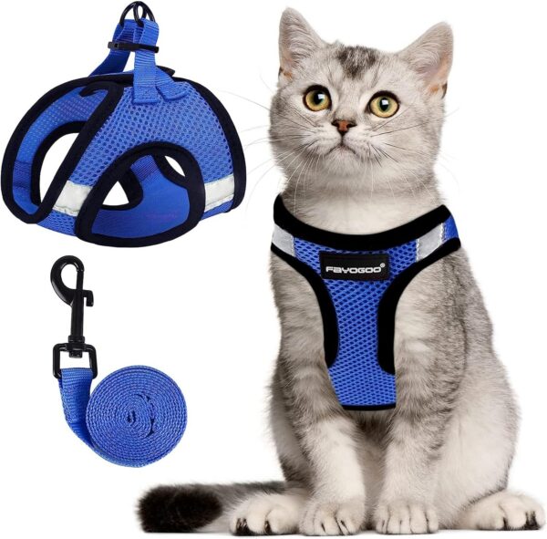 a960c3d3217798a2 Cat Harness and Leash Set for Walking Escape Proof, Kitten Adjustable Small Large Lightweight Soft Vest Harness and Leash(Medium, Green)