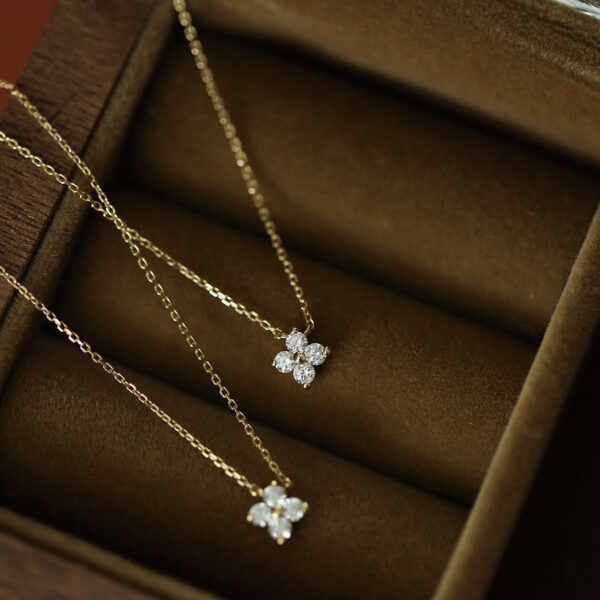 ITSMOS Solid Sterling Sier Zircon Flower Diamond Pendant Dainty Simple Gold Necklace For Women Wedding Party