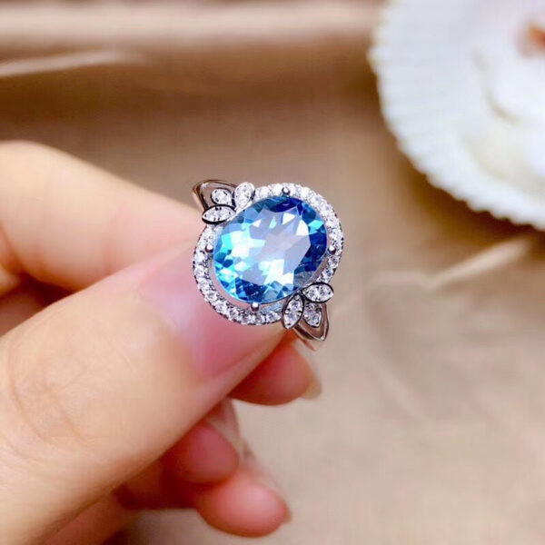 a98124a57b6dece9 Real 14K White Gold Sapphire Ring for Women De Bizuteria Anillos Mujer Gemstone Natural Blue Topaz Wedding Rings