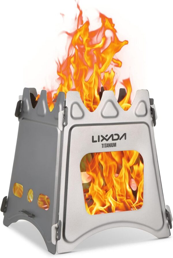 Lixada Compact Folding Wood Stove for Outdoor Camping Cooking Picnic