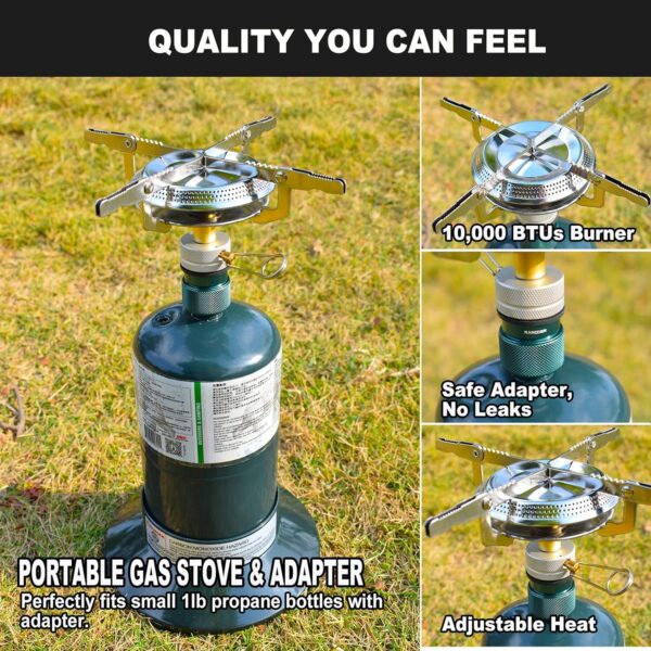 a99c8a3bd658f59c Propane Stove Portable Isobutane Camping Stove with Gas Adapter - 10,000 BTU Single Burner Backpacking Camp Stove for Hiking, Emergency, Outdoor(Include Carrying Case)