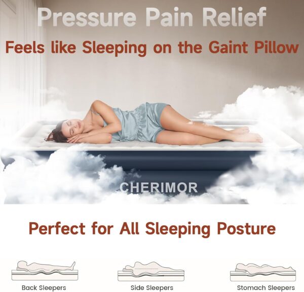 a9a08518c6df77b4 Air Mattress, 18" Raised Full Size Self Inflatable Blow Up Mattress with Built in Pump, Thick Comfort Air Bed with Carry Bag for Camping, Guests & Home, 600lb Capacity Colchon Inflable