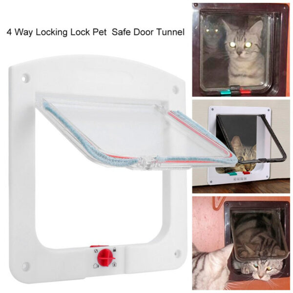 a9a50e3365718437 Way Locking Cat Flap Door Interior Exterior Weatherproof Pet Doors Cats Doggie Suitable For Window & Wall 4 W
