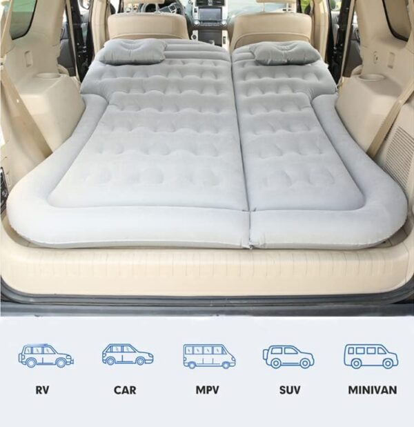 SUV Air Mattress Camping Bed Cushion Pillow, Inflatable, Car Portable Bed Back Seat (Starry Blue)