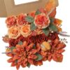 YYHUAWU Artificial Flowers Combo Box Set Gradient Color Flower Leaf with Stems for DIY Wedding Bouquets Centerpieces Baby Shower Party Home Decorations Peach