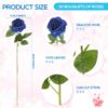 a9c0658a41082056 50 Pcs Artificial Rose Flower Realistic Silk Roses with Stem Bouquet of Flowers Plastic Flowers Real Looking Fake Roses for Home Wedding Centerpieces Party Decorations (Blue)
