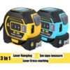 3in1 Laser Rangefinder 5m Tape Measure Ruler LCD Display with Backlight Distance Meter Building Device Area Volumes Surveying