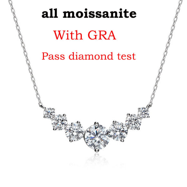 Smyoue 1.7-5CTTW All Moissanite Necklace for Women Smile Princesses Sparkling Diamond Pendant S Sterling Sier Plated PT950